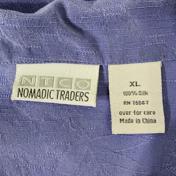 NTCO Nomadic Traders Women Shirt 100% Silk Size XL Button Up Short Sleeve Floral - Picture 8 of 9